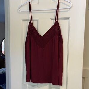 American Eagle Outfitters Burgundy Cami with Lace Detail